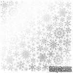 Аркуш одностороннього паперу зі срібним тисненням, дизайн Silver Snowflakes White, 30,5см х 30,5см, ТМ Фабрика Декору - ScrapUA.com