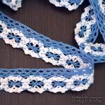 Кружево х/б, вязаное, цвет бело-синий, ширина 2.5 см, длина 90 см - ScrapUA.com