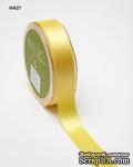 Двусторонняя атласная лента - Double Faced Satin - желтая, ширина - 22 мм, длина 90 см - ScrapUA.com