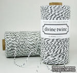 Хлопковый шнур от Divine Twine - Black Licorice, 1 мм, цвет черный/белый, 1м - ScrapUA.com