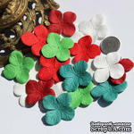 Гортензия, микс цветов: красный, зеленый, белый, 3,2 см, 20 шт. - ScrapUA.com