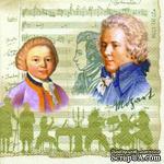 Салфетка для декупажа &quot;Моцарт, ноты&quot;, цвет фона: кремовый, размер: 33х33 см - ScrapUA.com