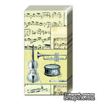 Салфетка для декупажа &quot;Музыкальные инструменты и ноты&quot;, цвет фона: кремовый, размер: 33х33 см - ScrapUA.com