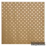 Крафт-картон с золотым тиснением - Звезды - Bazzill Foiled Kraft Cardstock - Gold Stars, размер 30х30, 1 лист - ScrapUA.com