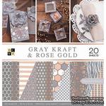 Набор бумаги DCWV - Gray Kraft and Rose Gold, 30х30 см, 20 листов - ScrapUA.com