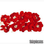 Цветы вишни из шелковичной бумаги, набор 10 шт., цвет красный - ScrapUA.com