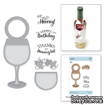 Ножи для вырубки + штампы от Spellbinders - Wine Glass Bottle Tag Stamp and Die Set - ScrapUA.com