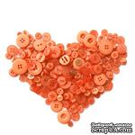 Набор декоративных пуговиц от ScrapEgo - Оранжевый микс. В наборе 40 штук. Материал: пластик. Не содержат вредных веществ, без никеля. Можно стирать. - ScrapUA.com