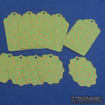Набор тэгов из крафт-картона с зеленым растительным принтом, 300 г/м2, 10 штук, 85х45мм и 55х45мм - ScrapUA.com