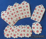 Набор тэгов из  белого картона с красным принтом  &quot;Орнамент с ромбами&quot;, 260 г/м2, 10 штук, 85х45мм и 55х45мм - ScrapUA.com