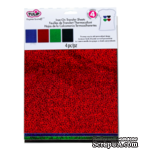 Набор термотрансферных глиттерных листов Tulip® Fashion Glitter® Shimmer Transfer Sheets, 22х28 см, красный, синий, зеленый, черный, 4 листа - ScrapUA.com