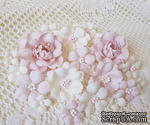 Набір квітів з тканини, ванільно-пудровий, 1,5 см - 5 см (18 шт.) - ScrapUA.com