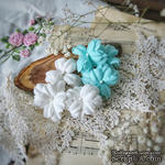 Набор цветов Фэнтази, белый-мята от WOODchic, 4,5 см, 6шт. - ScrapUA.com