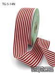 Лента 1.5 Inch Grosgrain MultiColor Striped Ribbon with Woven Edge, цвет белый/красный, ширина 38мм, длина 90 см - ScrapUA.com